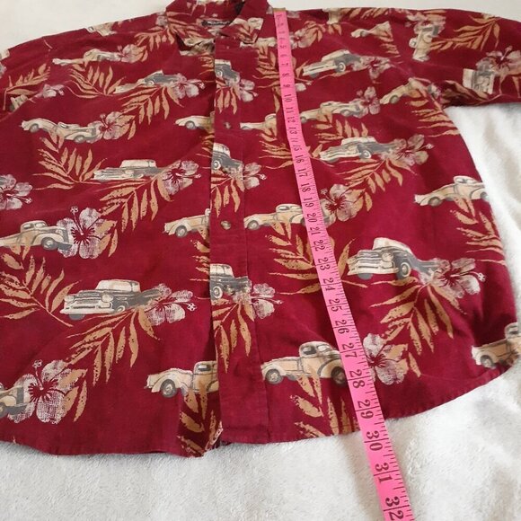 Puritan Vintage Men's Size XL Dark Red Hawaiian Antique Truck Button Down Shirt - Picture 11 of 11